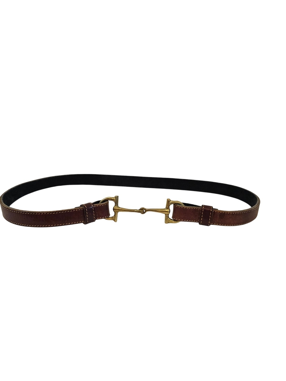 Classy Brown Leather Equestrian Belt Brass Horse Bit Clasp